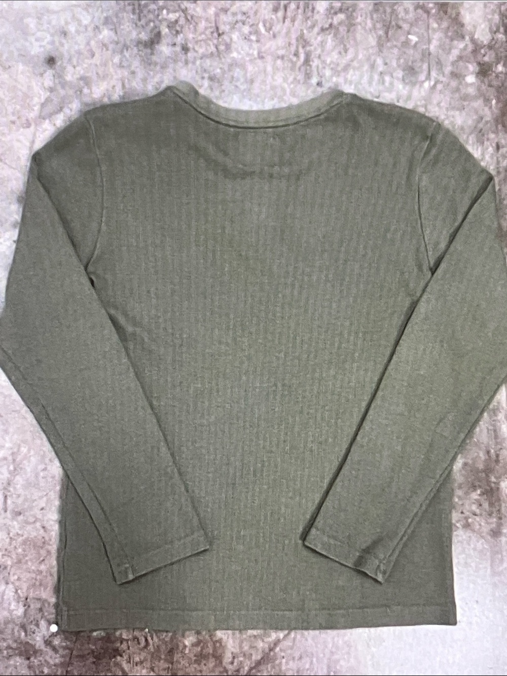 Hurley Olive Green Long Sleeve Henley with Coral Logo Accent - Picture 2 of 4